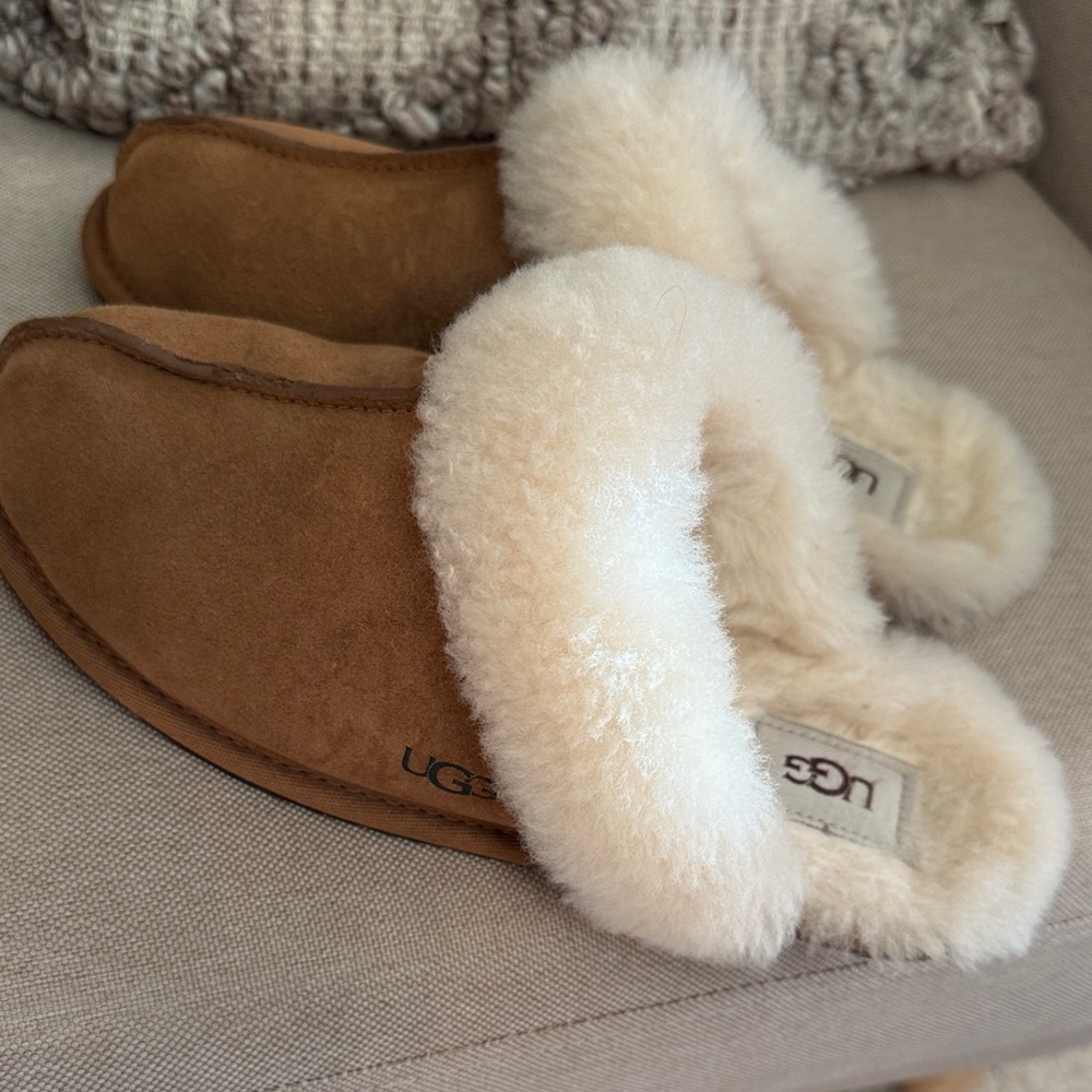 UGG Chestnut and Cream Shearling Slippers